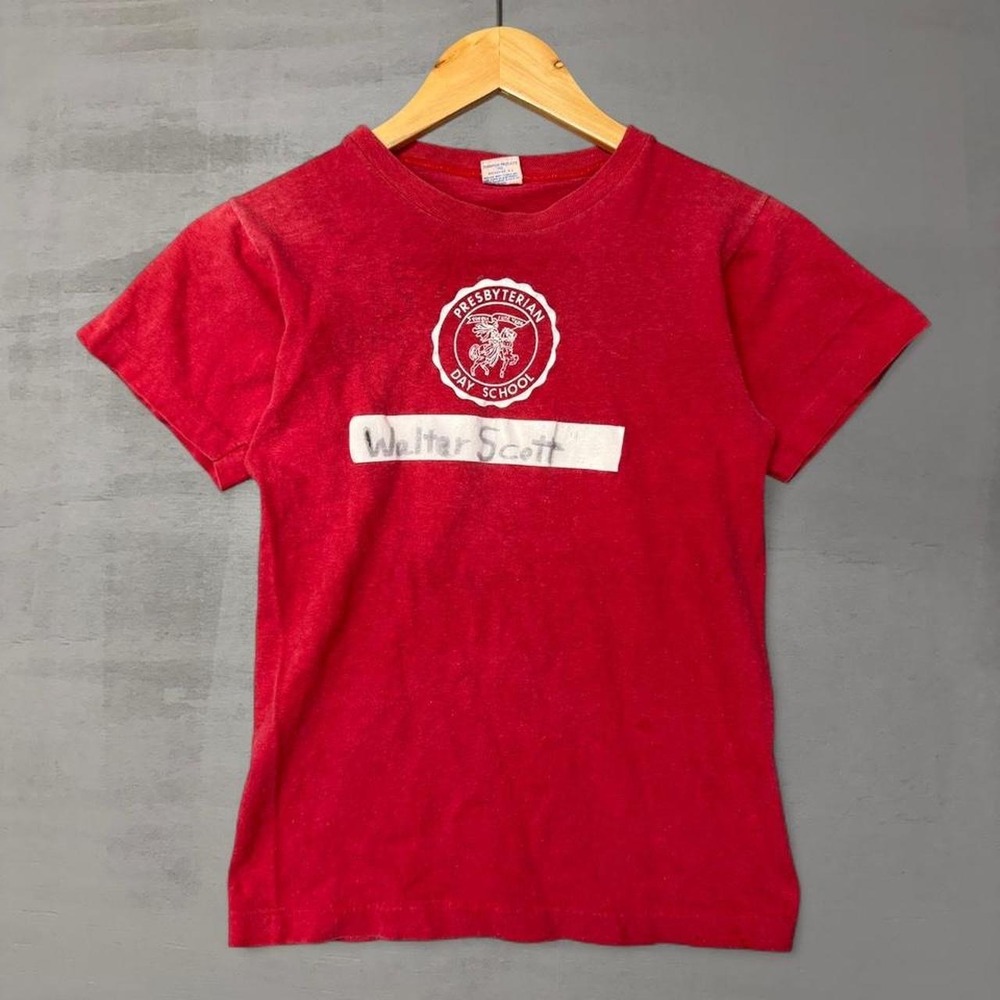 Champion Presbyterian Day School T-Shirt Red Vintage Graphic Tee Kids Small